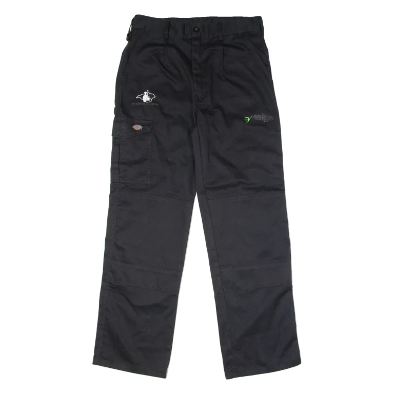 DICKIES The Island Tea And Coffee Co Workwear Mens Twill Trousers Black Straight W32 L32