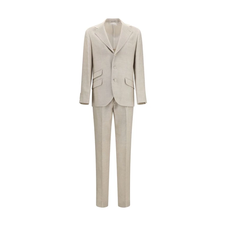 Beige Silk Two-Piece Suit - Men