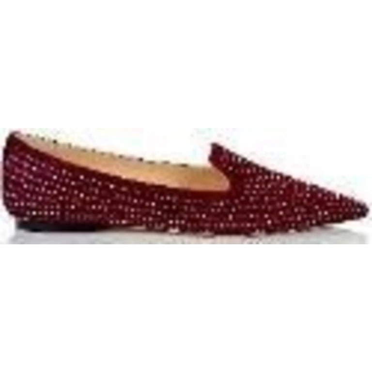 Calix Crystal Hotfix Suede Ballerina Flats, Brand Size 36 ( US Size 6 )
