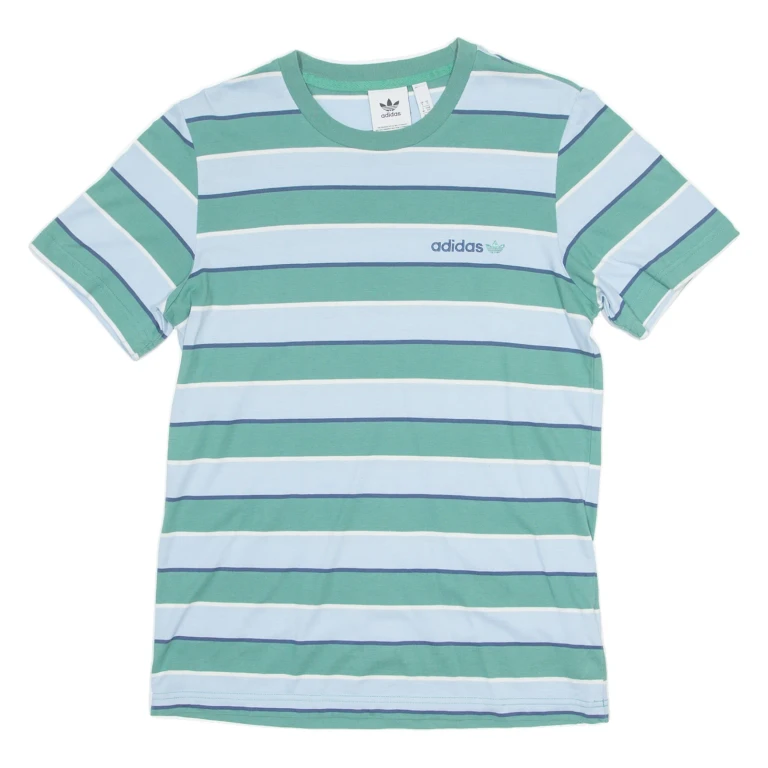 ADIDAS ORIGINALS Striped Mens T-Shirt Blue Crew Neck S