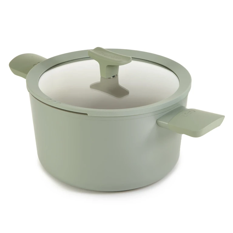 Balance Nonstick Ceramic Stockpot 10", 5.8qt. With Glass Lid, Recycled Aluminum, Sage