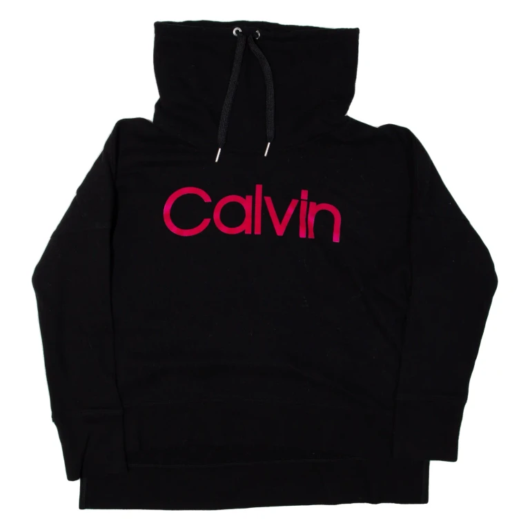 CALVIN KLEIN Cropped Sweatshirt Black High Neck Womens L