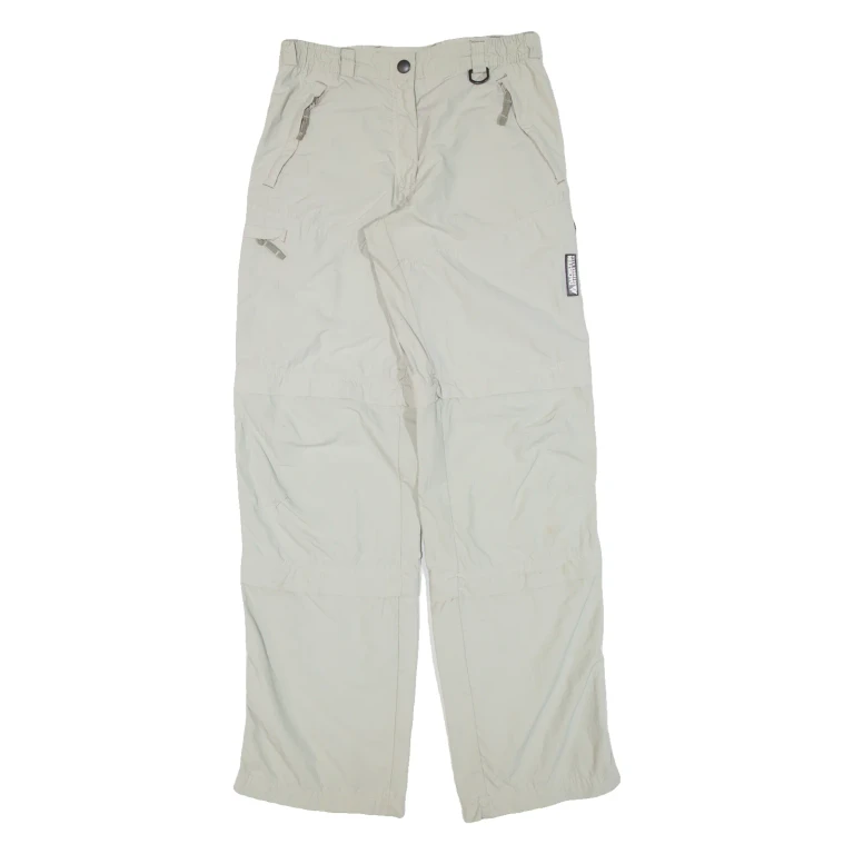 Zip-off Womens Trousers Green Loose Straight Nylon W28 L33