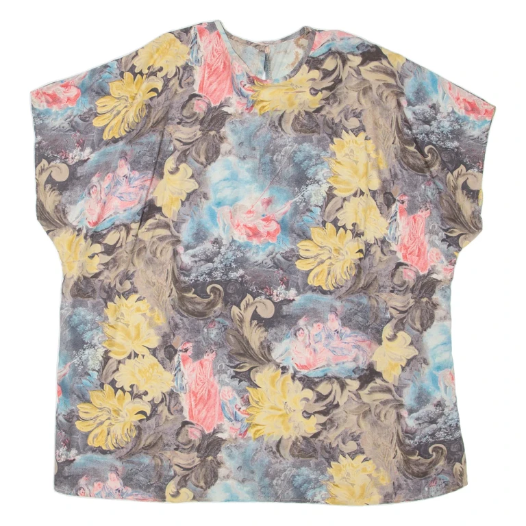 Womens Printed Top Grey Floral 2XL