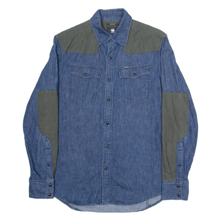 G-STAR Slim Fit Mens Denim Shirt Blue Long Sleeve M