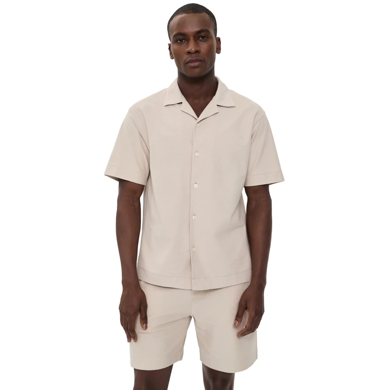 Theory Soft Terry Collar Shirt Warm Silver Cloud L