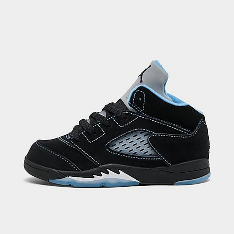 Kids Toddler Air Retro 5 Basketball Shoes in Black/University Blue/White Size: 4.0