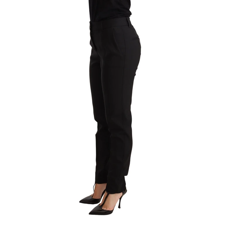 Dolce & Gabbana Black Tapered Women Trouser Virgin Wool Pants Elastane - Women