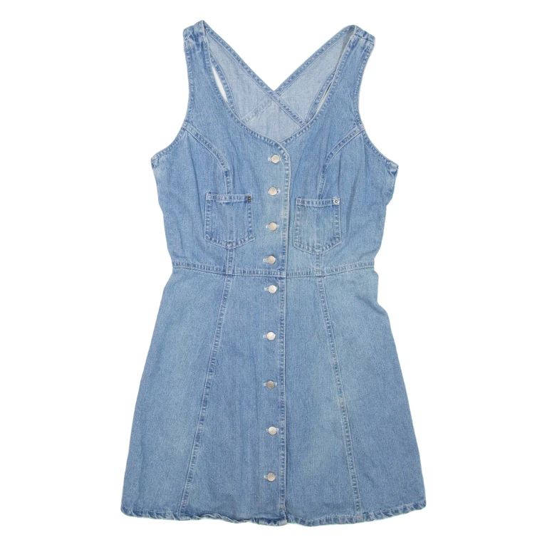 SPOILED ROTTEN Womens Mini Dress Blue Denim Sleeveless Short XS