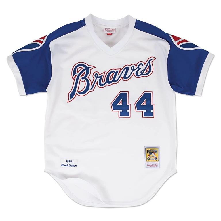Men's MLB Home Jersey Braves 1974 Hank Aaron