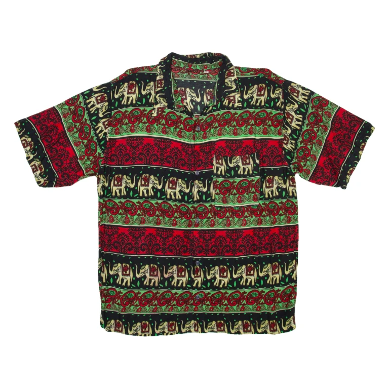Elephant Mens Shirt Green Crazy Pattern S