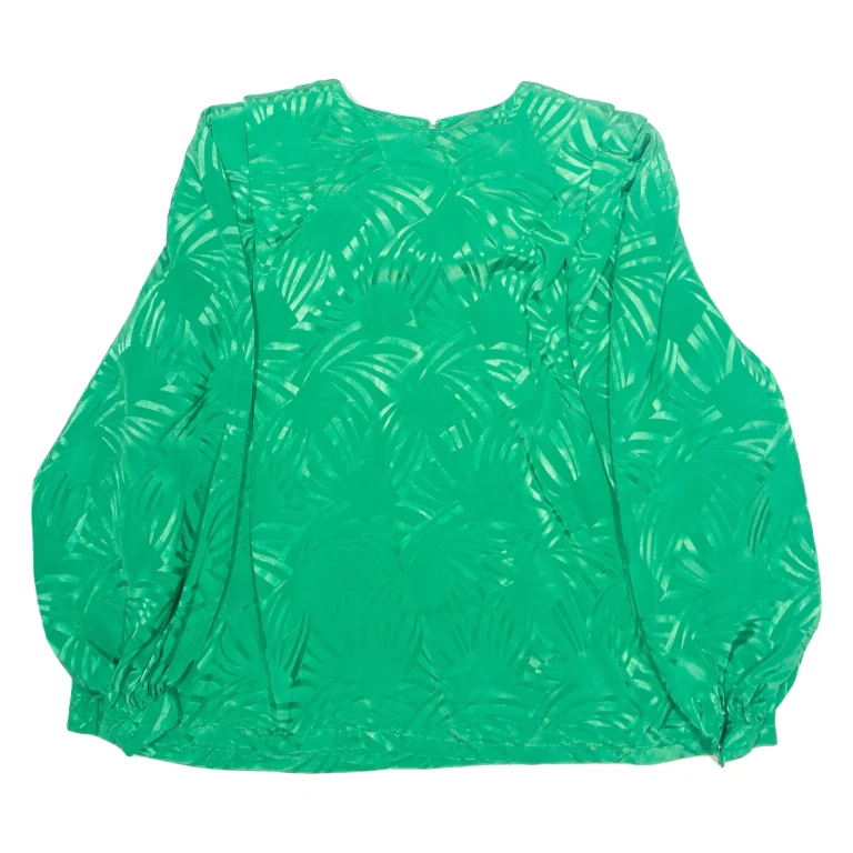 Womens Blouse Shirt Green Long Sleeve M