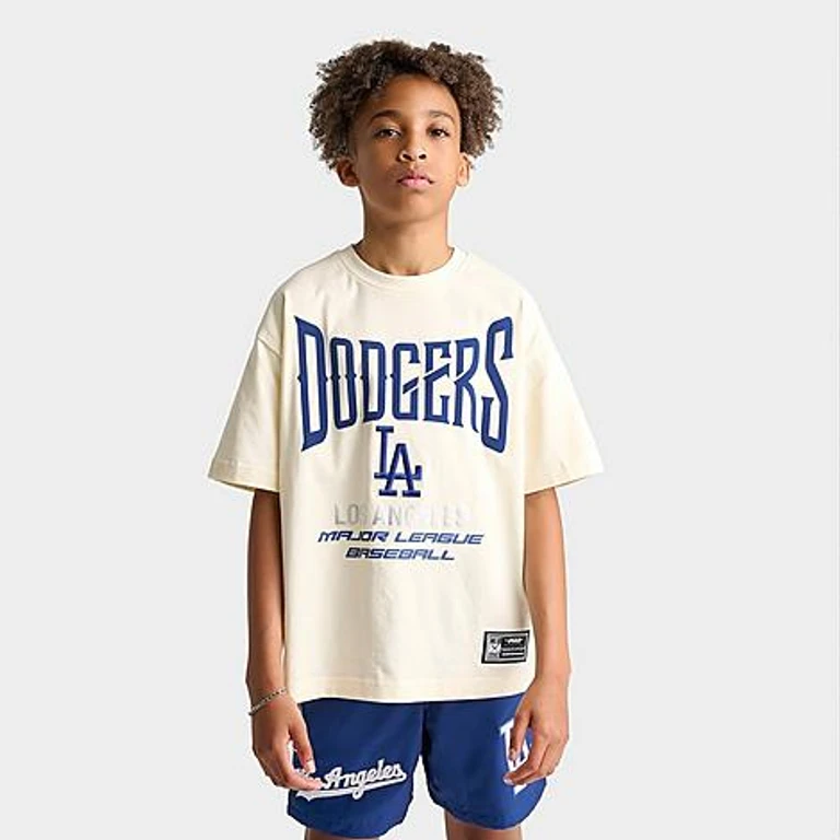 Pro Standard Big Kids Los Angeles Dodgers MLB City Tour 2.0 T-Shirt in Eggshell Size: Small