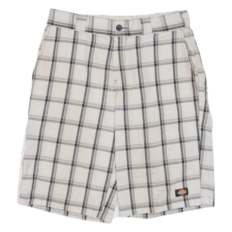 DICKIES Mens Workwear Shorts Beige Check M W32