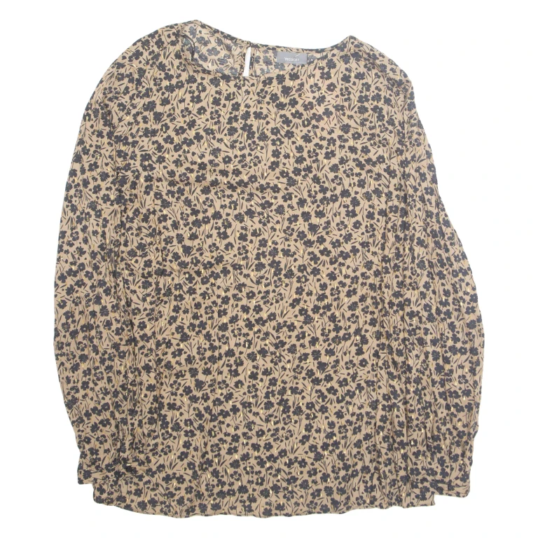 YESSICA Womens Printed Blouse Brown Long Sleeve Animal Print L