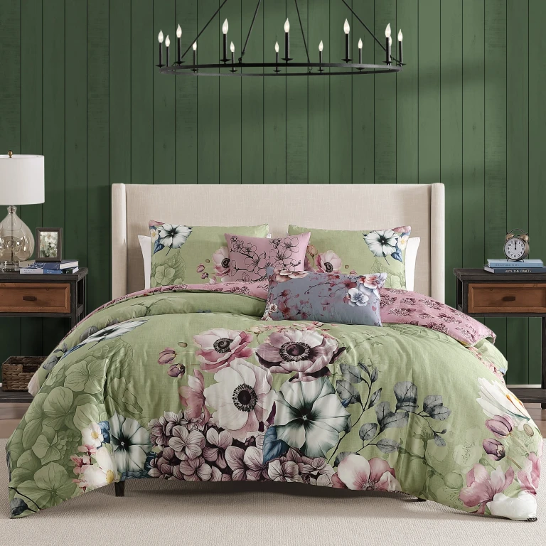 Lilac Cascade 5 Piece Reversible Comforter Set