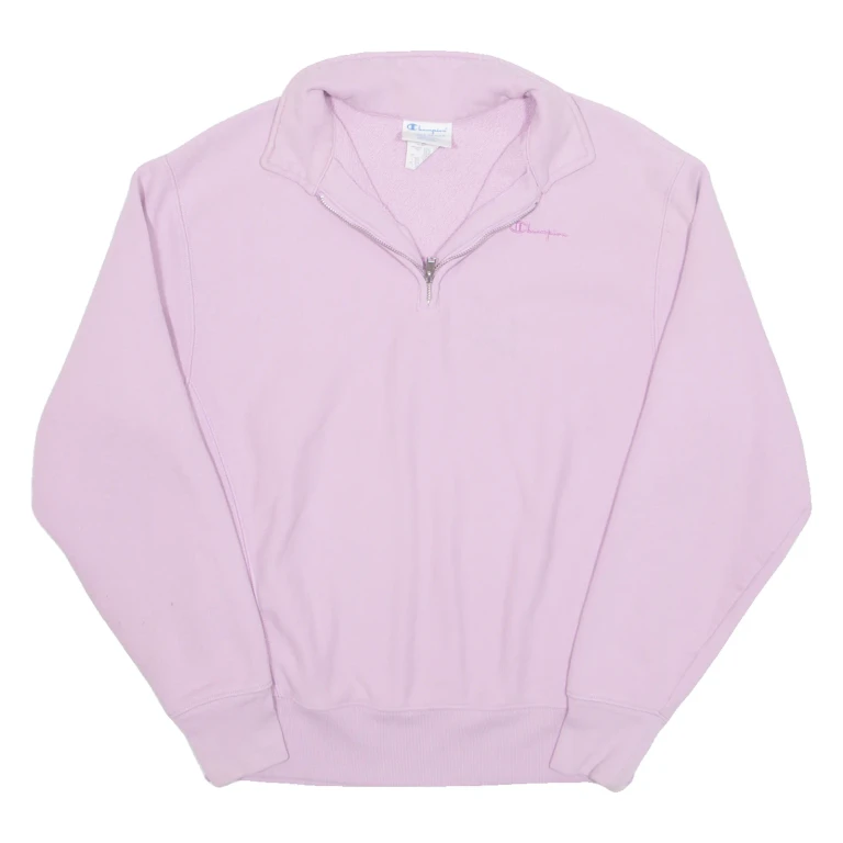 CHAMPION REVERSE WEAVE Womens Sweatshirt Pink 1/4 Zip S