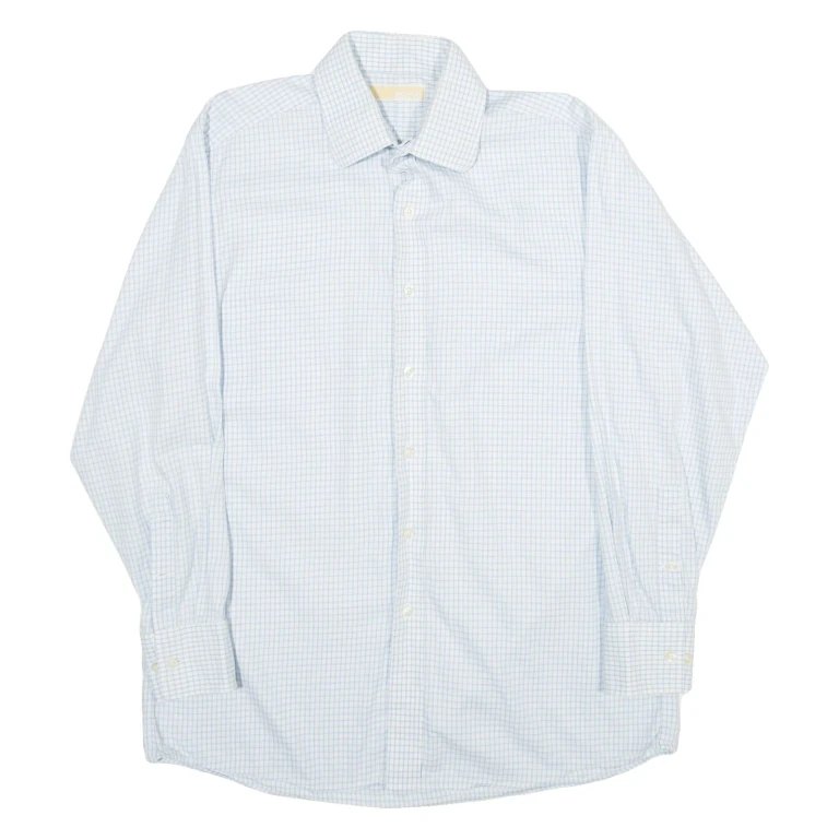 MICHAEL KORS Mens Shirt Blue Gingham Long Sleeve L