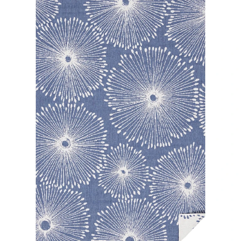 Bristol 5 x 8 Blue and White Dandelion Wish Reversible Indoor-Outdoor Area Rug