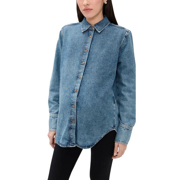 The Drapey Denim Boyfriend Shirt Vintage Dream Blue M