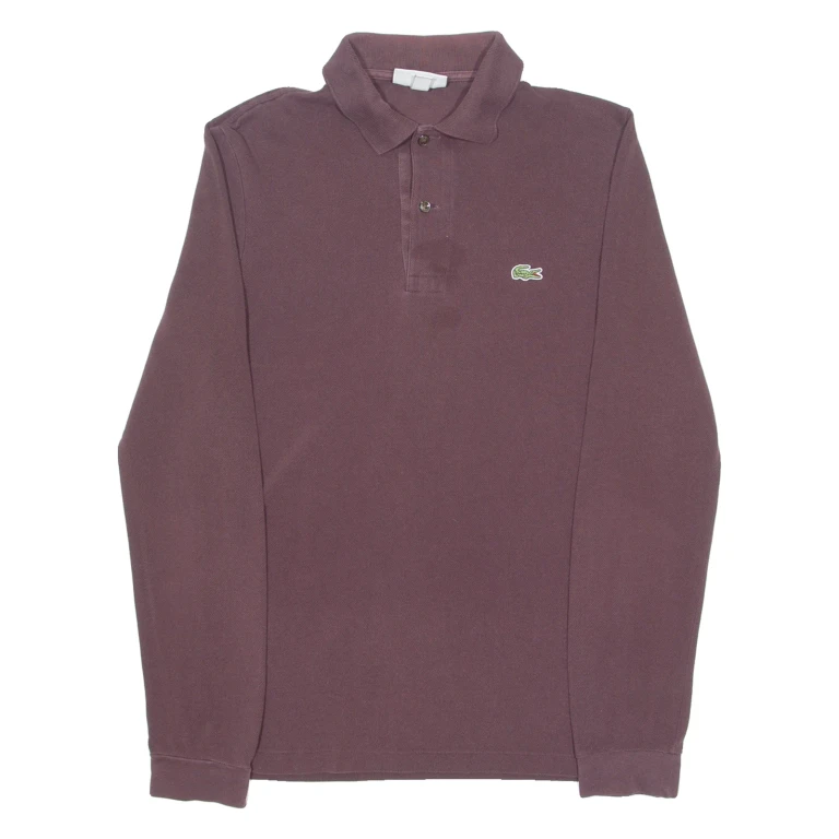 LACOSTE Mens Polo Shirt Maroon Long Sleeve XS