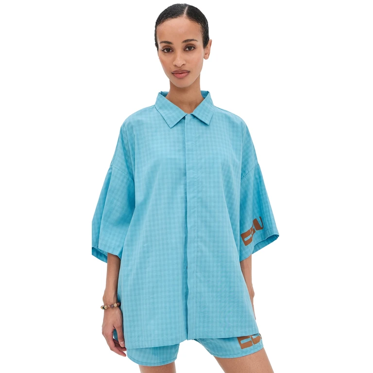 Ciao Ciao Vacation Vacanza Bungalow Button Down Blue S