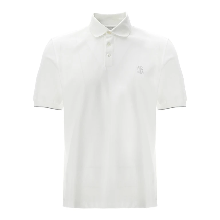 White Cotton Polo Shirt - Men