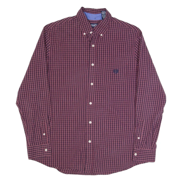 CHAPS Mens Shirt Red Check Long Sleeve L