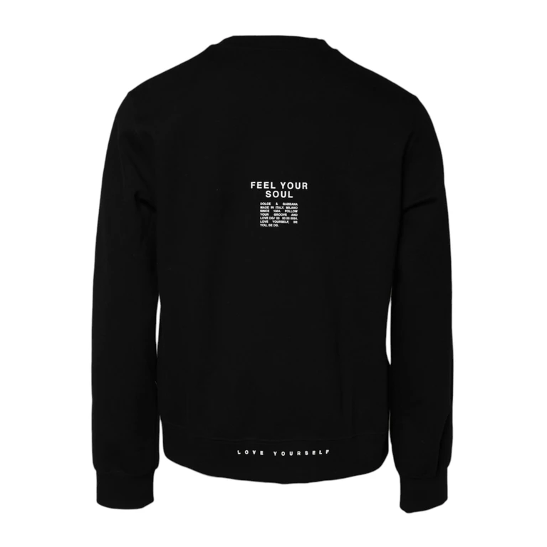 Dolce & Gabbana Black Cotton Logo Knitted Pullover Sweater Polyester Clothing - Men
