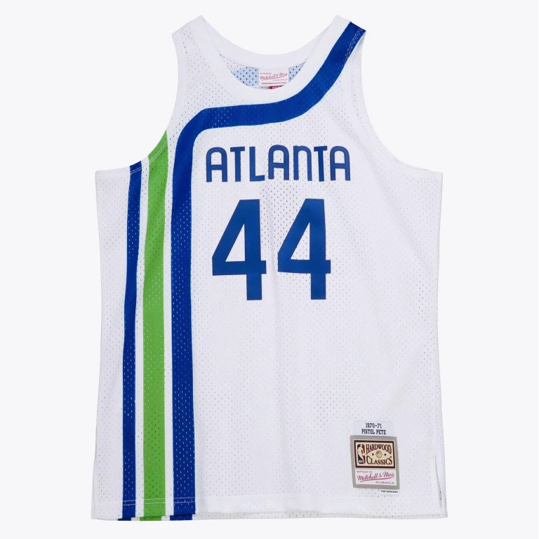 Men's NBA White Jersey Hawks 1970 Pete Maravich