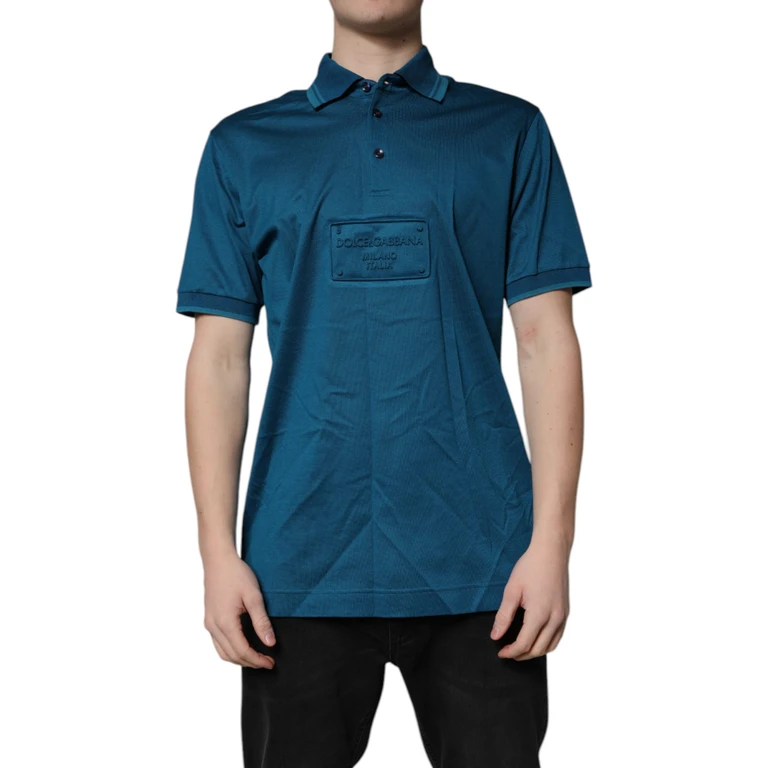 Dolce & Gabbana Blue Logo Cotton Men Polo Shirt T-Shirt - Men