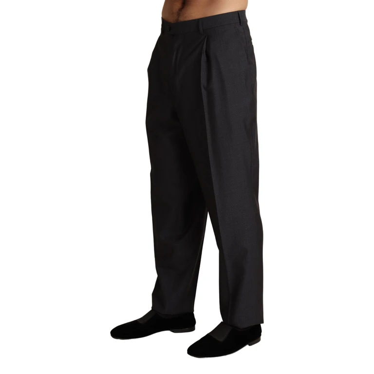 Dolce & Gabbana Gray Wool Blend Formal Trousers Pants Silk - Men