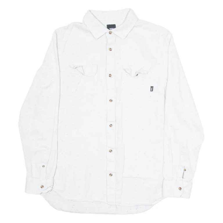 VANS Mens Plain Shirt White Long Sleeve M