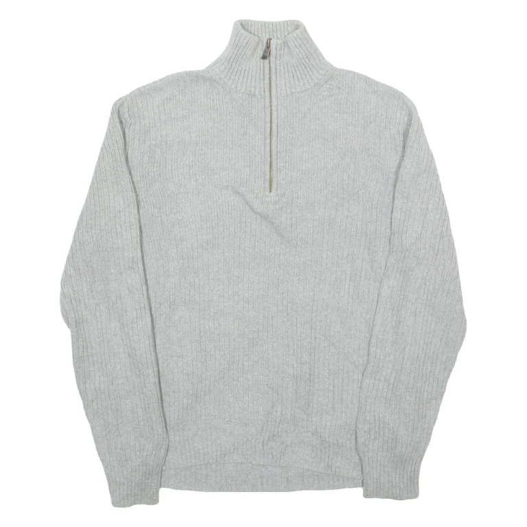 CALVIN KLEIN Mens Jumper Grey 1/4 Zip Tight Knit M