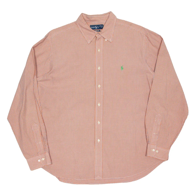 RALPH LAUREN Mens Shirt Orange Check Long Sleeve XL