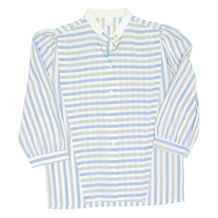 Womens Printed Blouse Blue 3/4 Sleeve Striped S