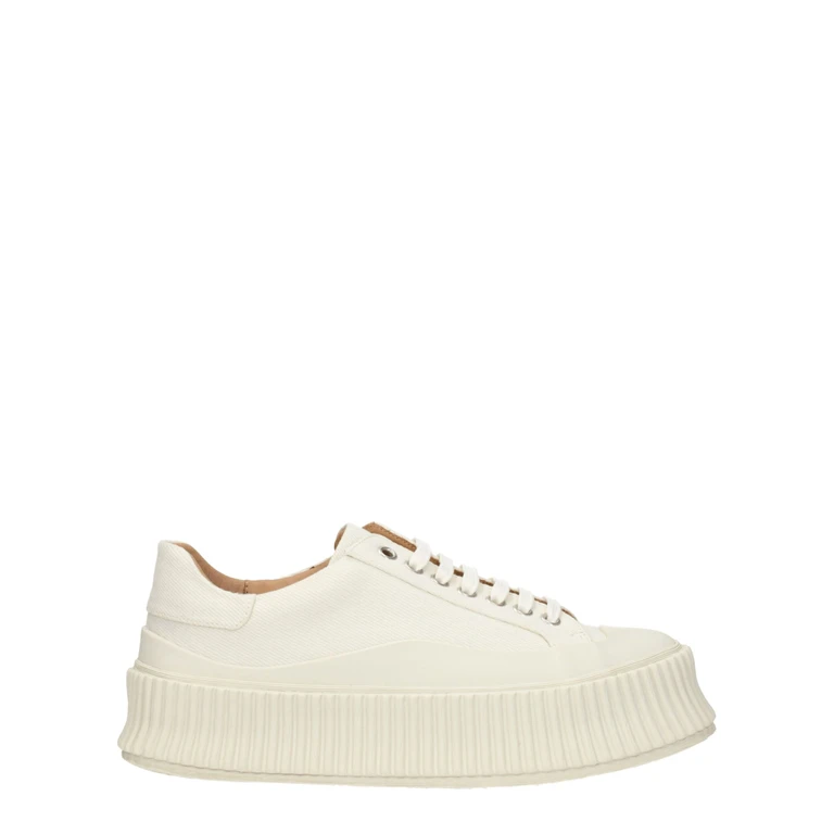 White Fabric Platform Sneakers - Women