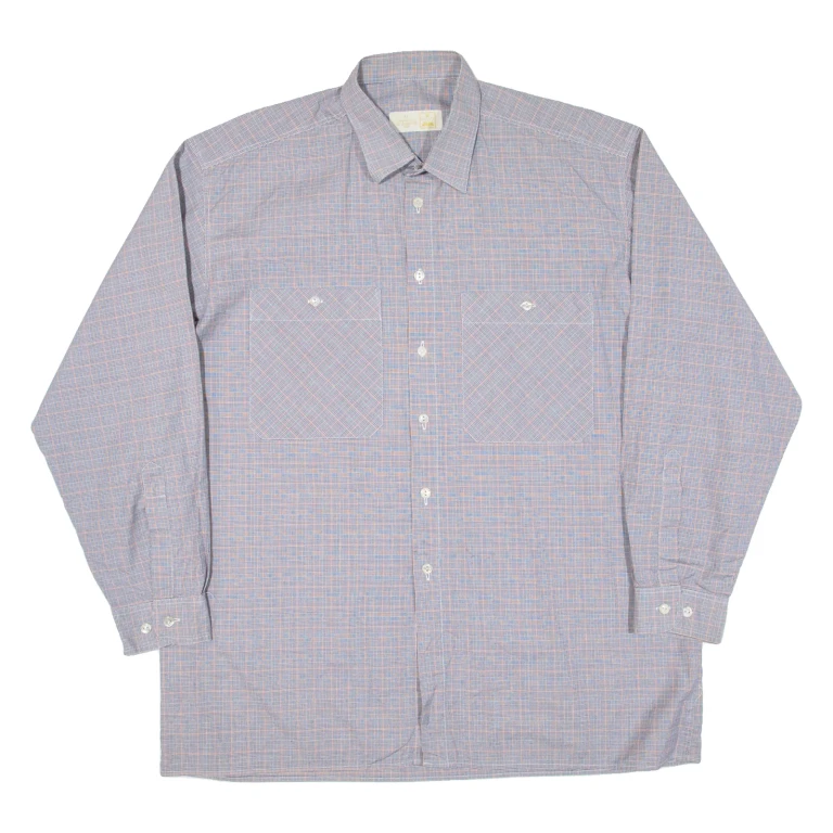 Mens Shirt Grey Check Long Sleeve 2XL