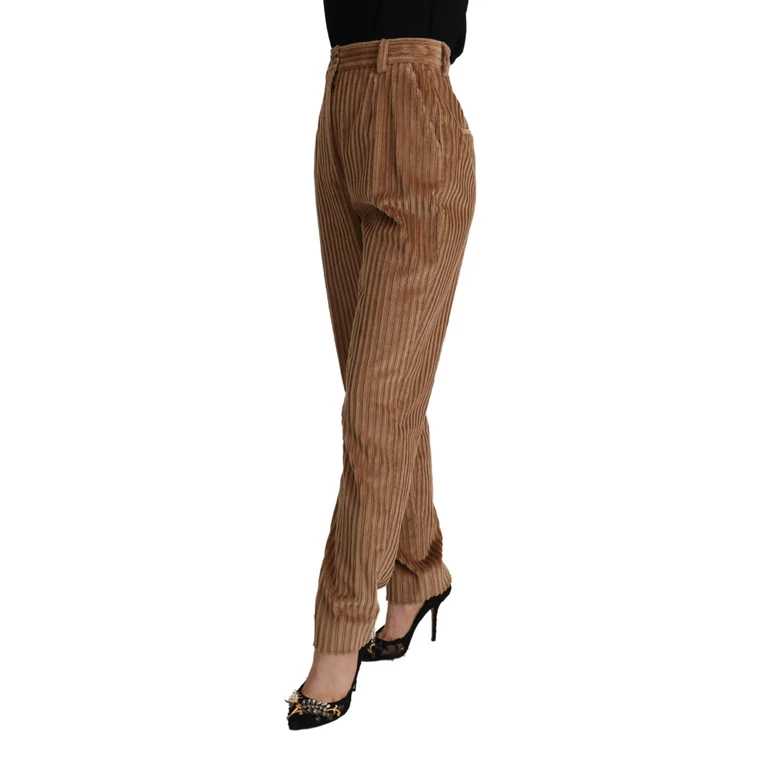 Brown Corduroy Cotton Trouser Tapered Pants - Women