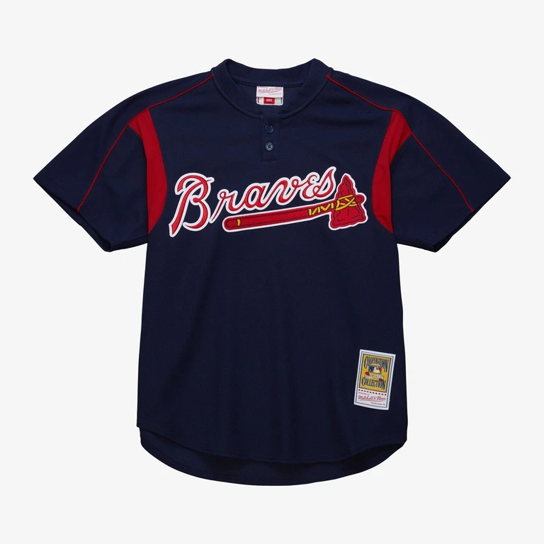 Men's MLB Authentic Bp Practice Jersey Braves 2003 Greg Maddux