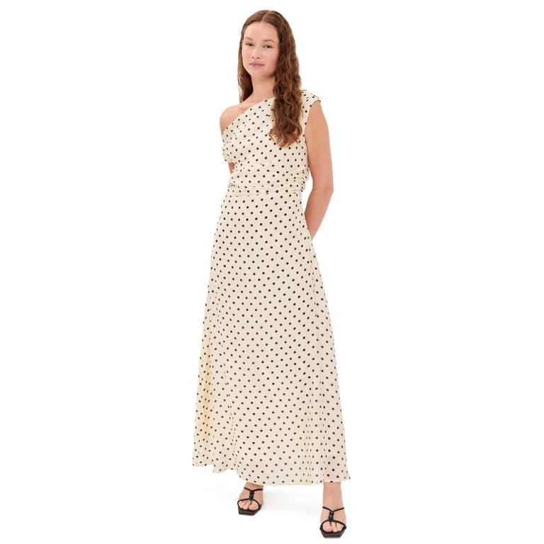 Yvonne Maxi Dress Polka Dot Cream M