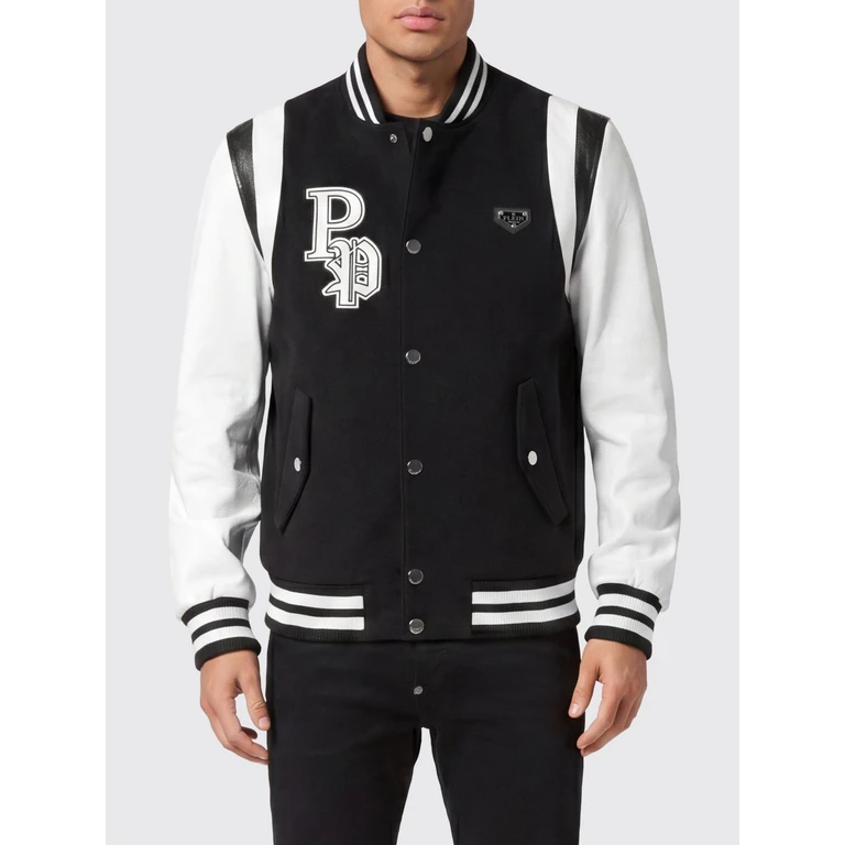 Wool-Felt Varsity Bomber Jacket with Leather Sleeves (UAECMRB2973PLE131N02)