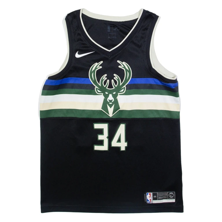 NIKE Milwaukee Bucks Antetokounmpo Mens Jersey Black Sleeveless USA V-Neck M