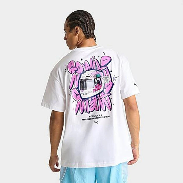 Men's Puma F1 Miami Go Wild Graphic T-Shirt in Puma White Size: Small