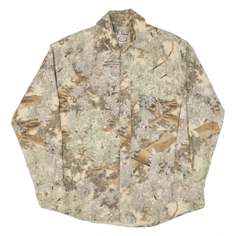 HIDDEN MESA Mens Shirt Green Camouflage Long Sleeve M