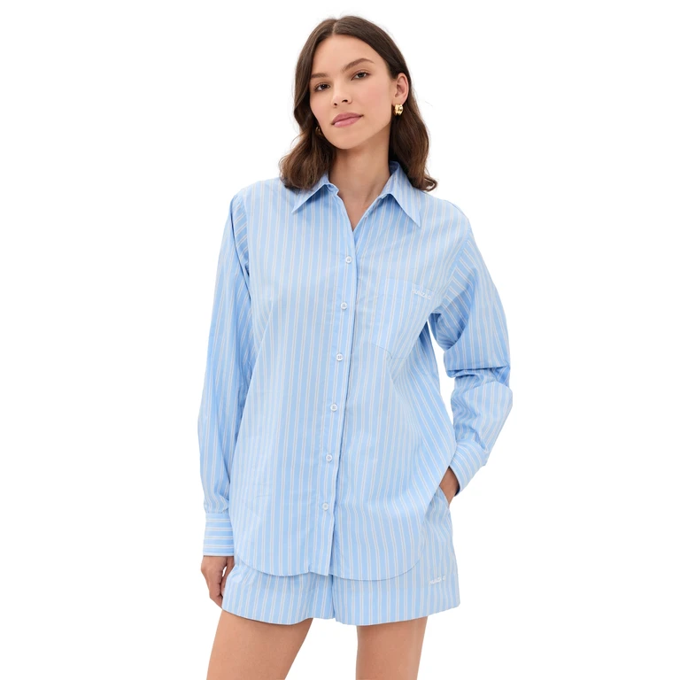 Cotton Stripe Shirt Cornflower S/M