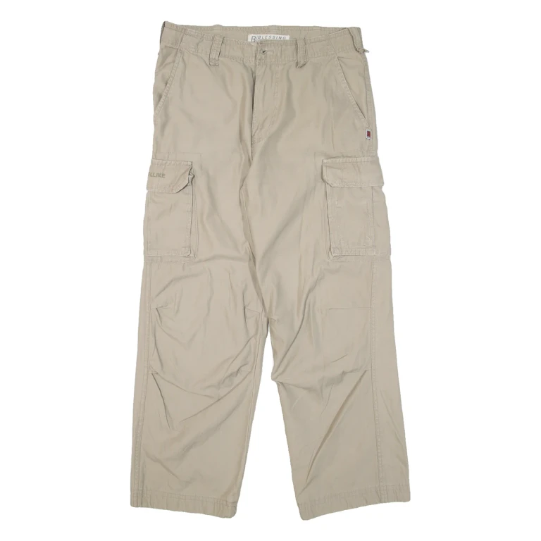 BLESSING Cargo Mens Trousers Grey Relaxed Tapered W30 L28
