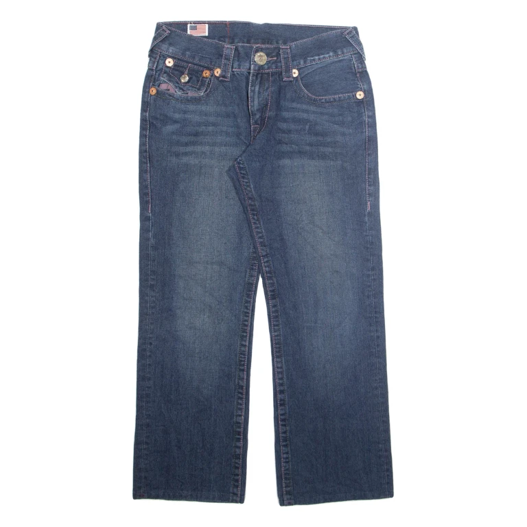TRUE RELIGION Mens Jeans Blue Regular Straight Stone Wash W32 L27