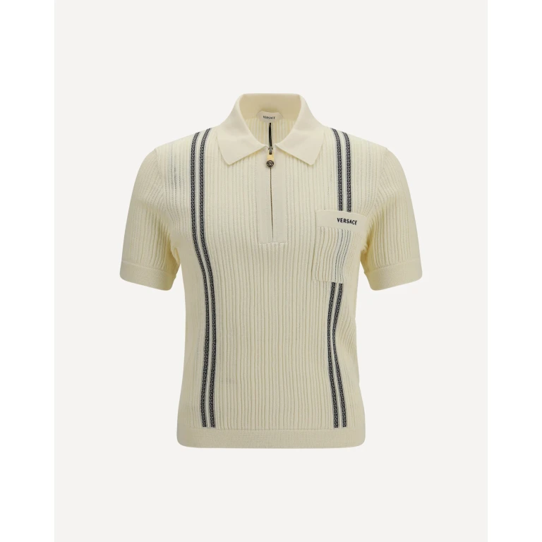 VERSACE Jacquard cotton knit Polo Male 52