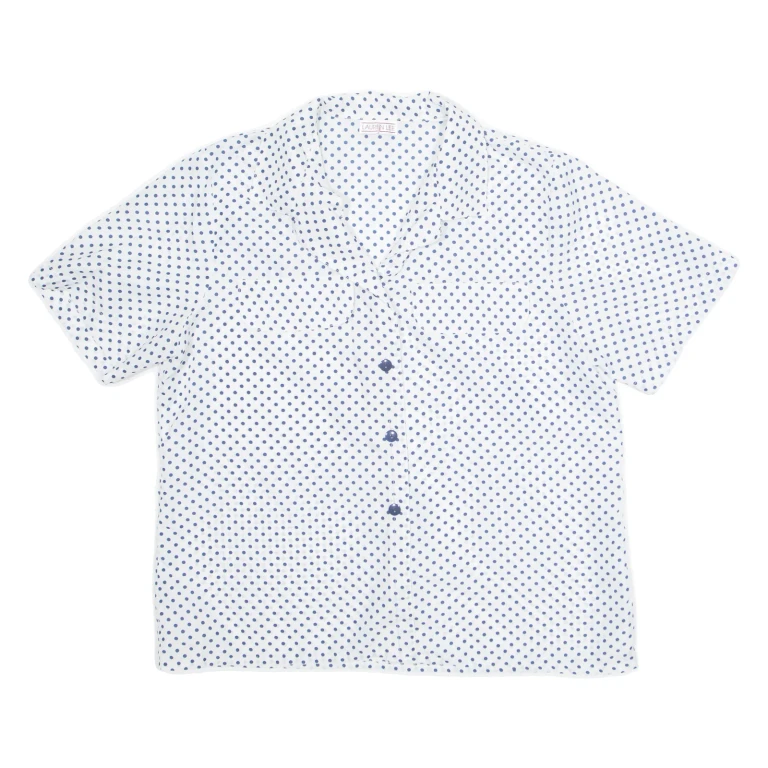 LAUREN LEE Womens Printed Shirt White Collared Spotted L